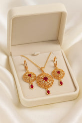 Zircon Locket Set-112 (Maroon)